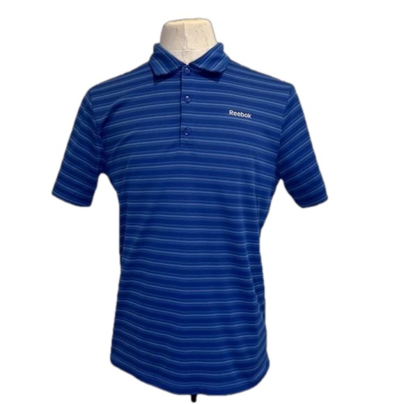 Reebok Other - Reebok Golf PlayDry Athletic Polo Shirt Mens Striped Blue Short Sleeve